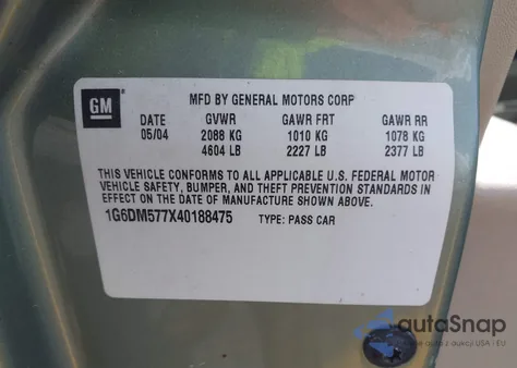 2004 Cadillac Cts Standard z USA, uszkodzony, nr VIN 1G6DM577X40188475